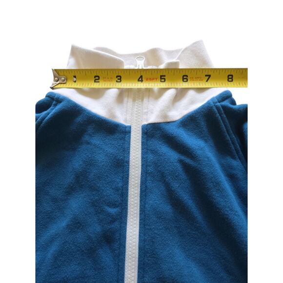 Womens Calme Retro Blue Striped Full-Zip Jacket Pockets CLEAN Size Small - Picture 10 of 14